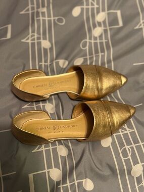 Chinese Laundry Metallic Gold D'Orsay Pointed Flats